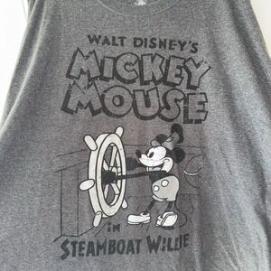 Disney Mickey Mouse Steamboat Willie T Shirt Gray Graphic 3XL